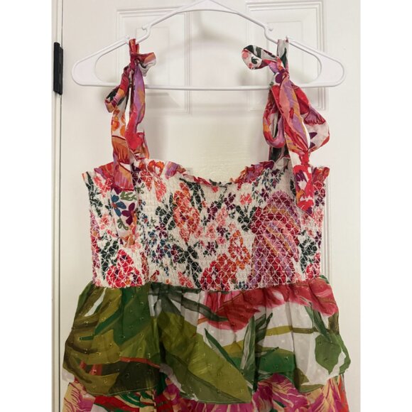 Farm Rio Mixed White Prints Layered Midi Dress - Womens Medium - Picture 2 of 8